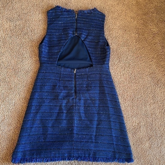 Alice + Olivia Stari Cutout Back Blue Tweed Dress size 8 - Picture 8 of 9
